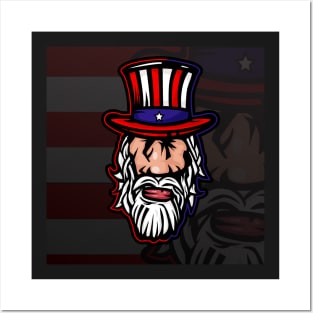 Cartoon Uncle Sam mascot Posters and Art